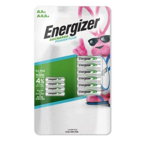 Pila Recargable Energizer Recharge 6 pzas AA y 4 pzas AAA